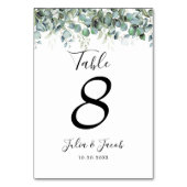 Numéro De Table Soirée de mariage simple Eucalyptus Green (Dos)