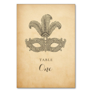 Numéro De Table Soirée Mascarade Vintage