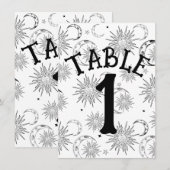 Numéro de table Soleil Lune Étoiles Noir & Blanc (Devant / Derrière)