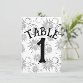 Numéro de table Soleil Lune Étoiles Noir & Blanc (Debout devant)