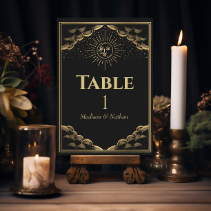 Numéro De Table Soleil or et Tarot Lune