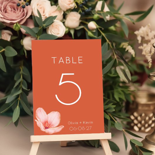 Numéro De Table Solide audacieux mariage moderne orange vif