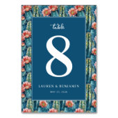 Numéro De Table Sophisticated Navy Cactus Floral (Dos)