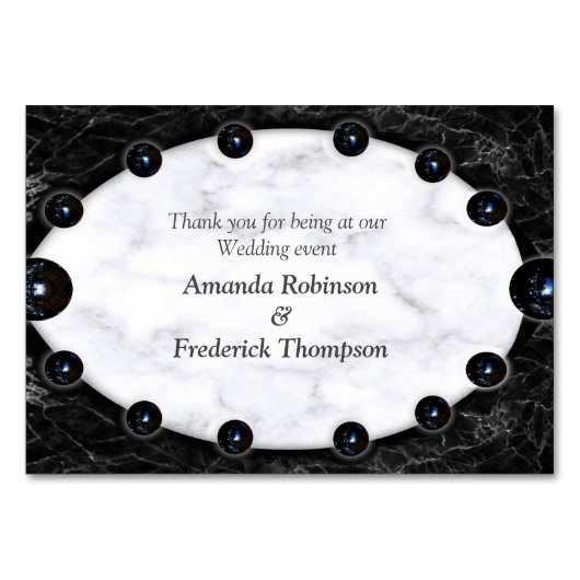 Numéro De Table Sphères opulentes en marbre blanc et noir (Dos)