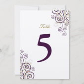 Numéro de table spirales violettes bohème élégant  (Dos)