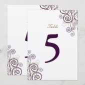 Numéro de table spirales violettes bohème élégant  (Devant / Derrière)