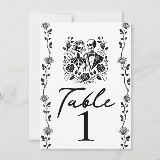 Numéro de table squelette noir et blanc à motif fl (Devant)