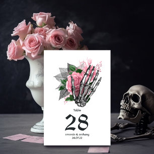Numéro De Table Squelette rose floral Mariage gothique Numéro de t
