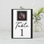 Numéro de table squelette roses blanches rouges et (Debout devant)