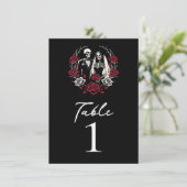 Numéro de table squelette roses blanches rouges et (Debout devant)