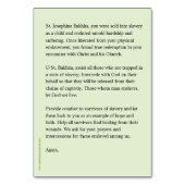 Numéro De Table St. Bakhita Prayer Card (Dos)