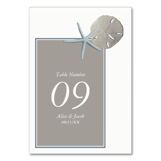 Numéro De Table Starfish and Sand Dollar - Mariage plage (Par défaut)