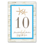 Numéro De Table Starfish Blanchie Wood Beach Mariage tropical (Dos)