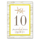 Numéro De Table Starfish Blanchie Wood Beach Mariage tropical (Dos)