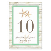 Numéro De Table Starfish Blanchie Wood Beach Mariage tropical (Dos)