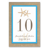 Numéro De Table Starfish Rustic Burlap Beach Mariage tropical (Dos)