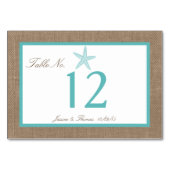 Numéro De Table Starfish Turquoise Burlap Beach Wedding Collection (Dos)