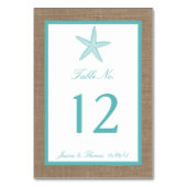 Numéro De Table Starfish Turquoise Burlap Beach Wedding Collection (Dos)