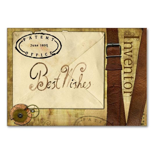 Numéro De Table Steampunk laissez un message pour le couple heureu (Devant)