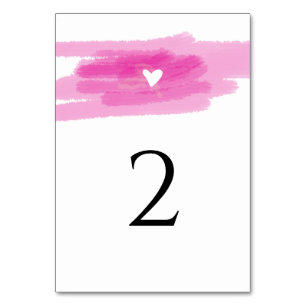 Numéro De Table Strokes de peinture simple et Mariage cardiaque