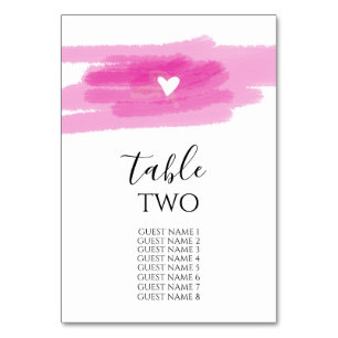 Numéro De Table Strokes de peinture simple et noms des invités du