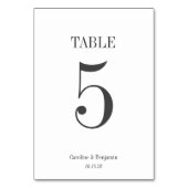 Numéro De Table Style classique typographie élégant Mariage simple (Dos)
