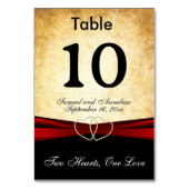 Numéro De Table Style de grunge élégant avec ruban satiné rouge (Dos)