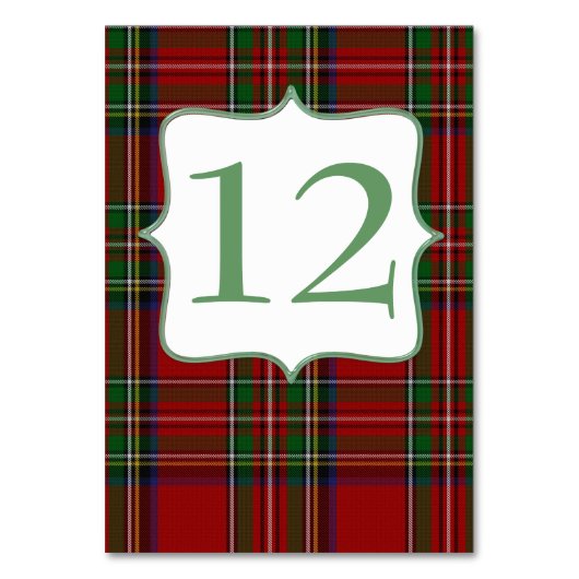 Numéro De Table Stylish Royal Stewart Plaid Mariage Numéro de tabl (Dos)