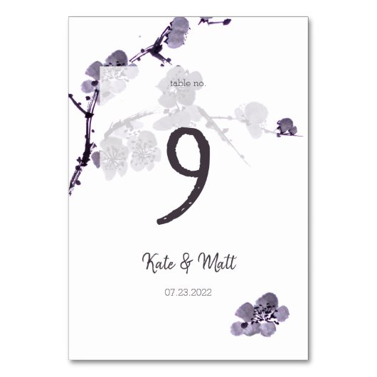 Numéro De Table Sumie de fleur de prune (Dos)