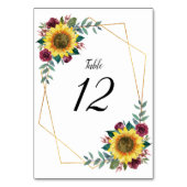 Numéro De Table Sunflower Bourgogne Floral Mariage géométrique (Par défaut)