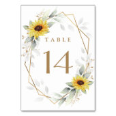 Numéro De Table Sunflower Elegant Rustique Mariage d'or géométriqu (Dos)