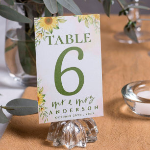 Numéro De Table Sunflower Jaune Nouveau M. Et Mme Cute Mariage