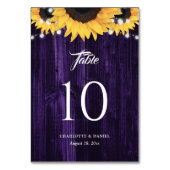 Numéro De Table Sunflower Purple Wood String Lights (Dos)