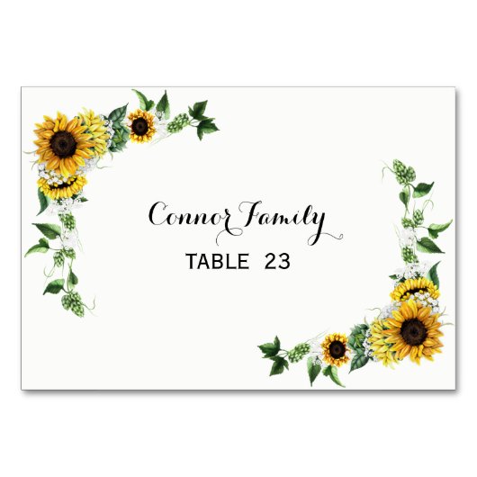 Numéro De Table Sunflower Rustic Barne Mariage Table Card Automne (Devant)