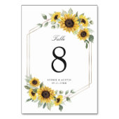 Numéro De Table Sunflowers Greenery Gold Mariage géométrique (Dos)