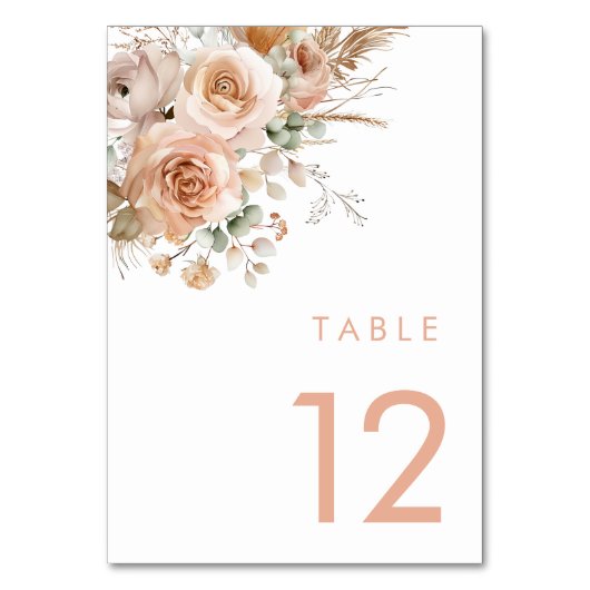 Numéro De Table Superbe Faire-part de mariage Floral Boho (Par défaut)