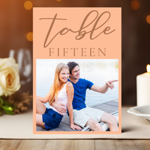 Numéro De Table Sweet Peach Couple Photo Mariage d'été