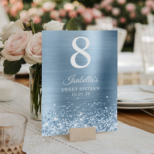 Numéro De Table Sweet sixteen bleu clair brillant