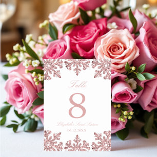 Numéro De Table Sweet sixteen d'hiver Pink Rose Gold Snowflake