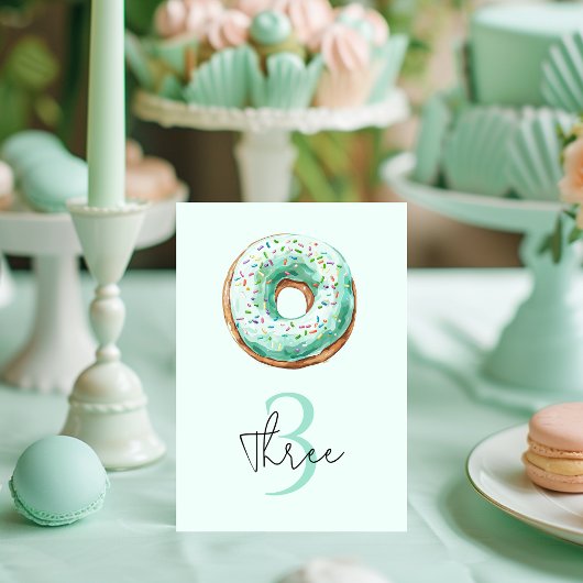 Numéro De Table Sweet Time Pastel Green Donut Anniversaire