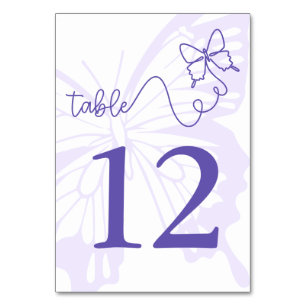 Numéro De Table Symbole de mariage du jardin Pastel Purple Butterf