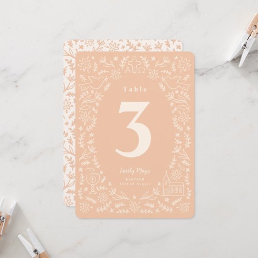 Numéro de table Symboles Floraux & Chrétiens (Devant/Arrière en situation)