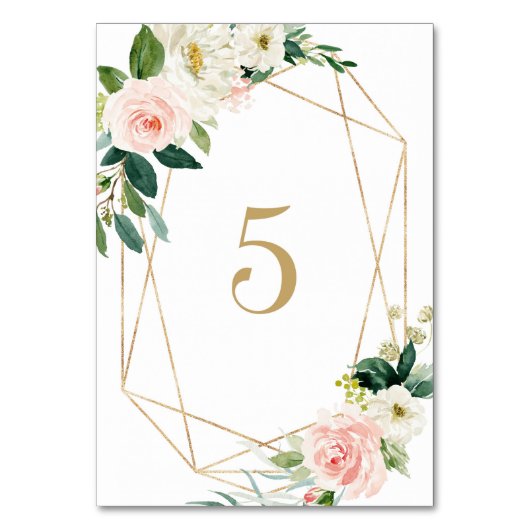 Numéro De Table Table 5 Mariage Fleurs Printanières Géométriques A (Par défaut)