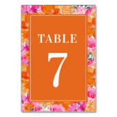 Numéro De Table Table 7 de mariage aux fleurs rose et orange aquar (Dos)
