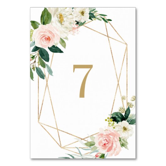 Numéro De Table Table 7 Mariage Fleurs de printemps à l'aquarelle  (Par défaut)
