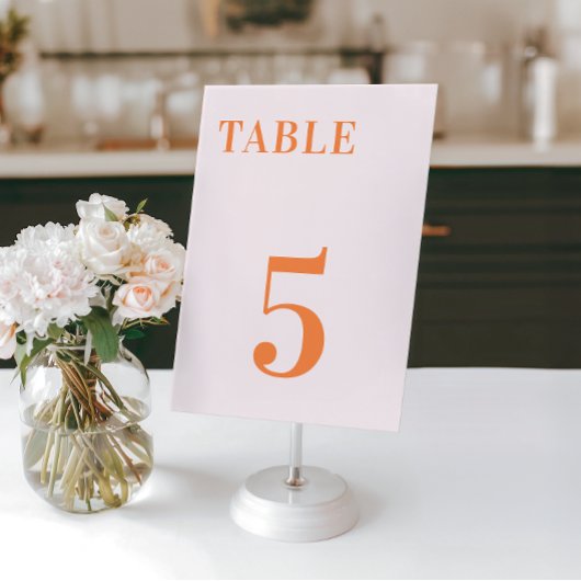 Numéro De Table Table 7 Mariage Rose Orange Pêche Abricot Crush