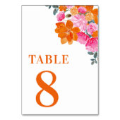 Numéro De Table Table 8 Fleurs de mariage d'été rose et orange (Dos)