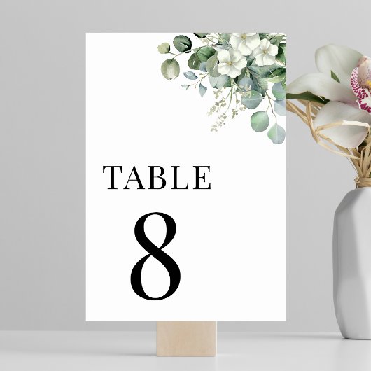 Numéro De Table Table 8 Fleurs d'Eucalyptus Été Verdure Mariage