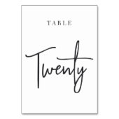 Numéro De Table Table à écriture manuscrite noire et blanche VINGT (Dos)