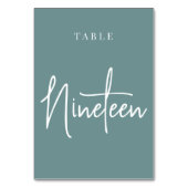 Numéro De Table Table à écriture manuscrite sarcelle poussiéreuse (Dos)